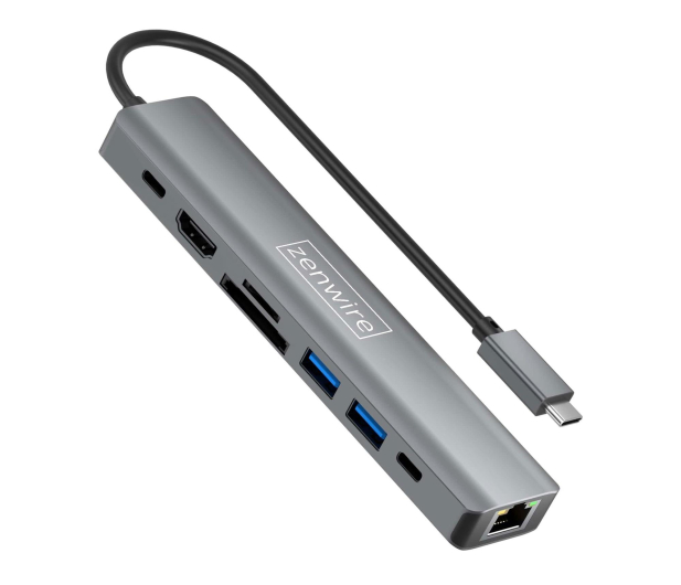 Zenwire Hub USB-C 8w1 HDMI 4K 60 Hz RJ-45 SD Macbook - 1604634 - zdjęcie